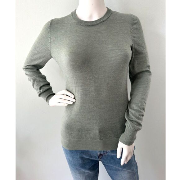 Frank and Oak Women's Sage Green Merino Wool Long Sleeve Knit Top Size Small - Picture 1 of 5
